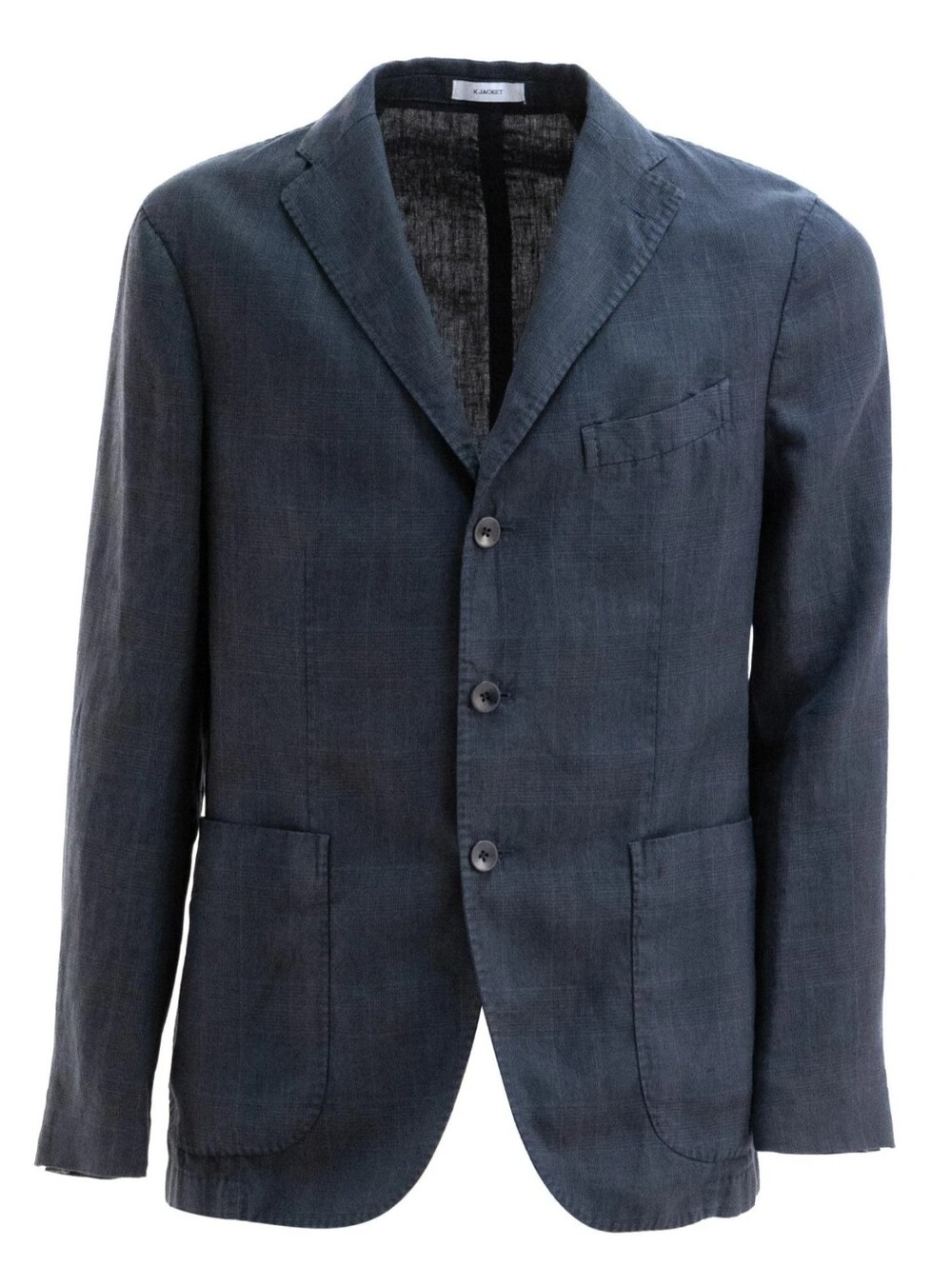 Boglioli Milano Cotton/Linen N Navy And Black Plaid Size US40 Italian 50